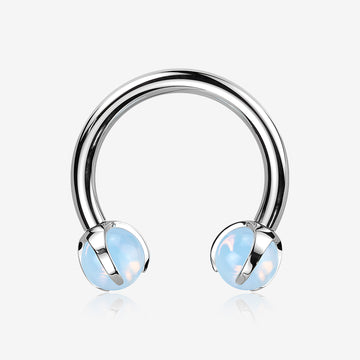 Implant Grade Titanium Opalite Stone Ball Claw Prong Internally Threaded Horseshoe Barbell